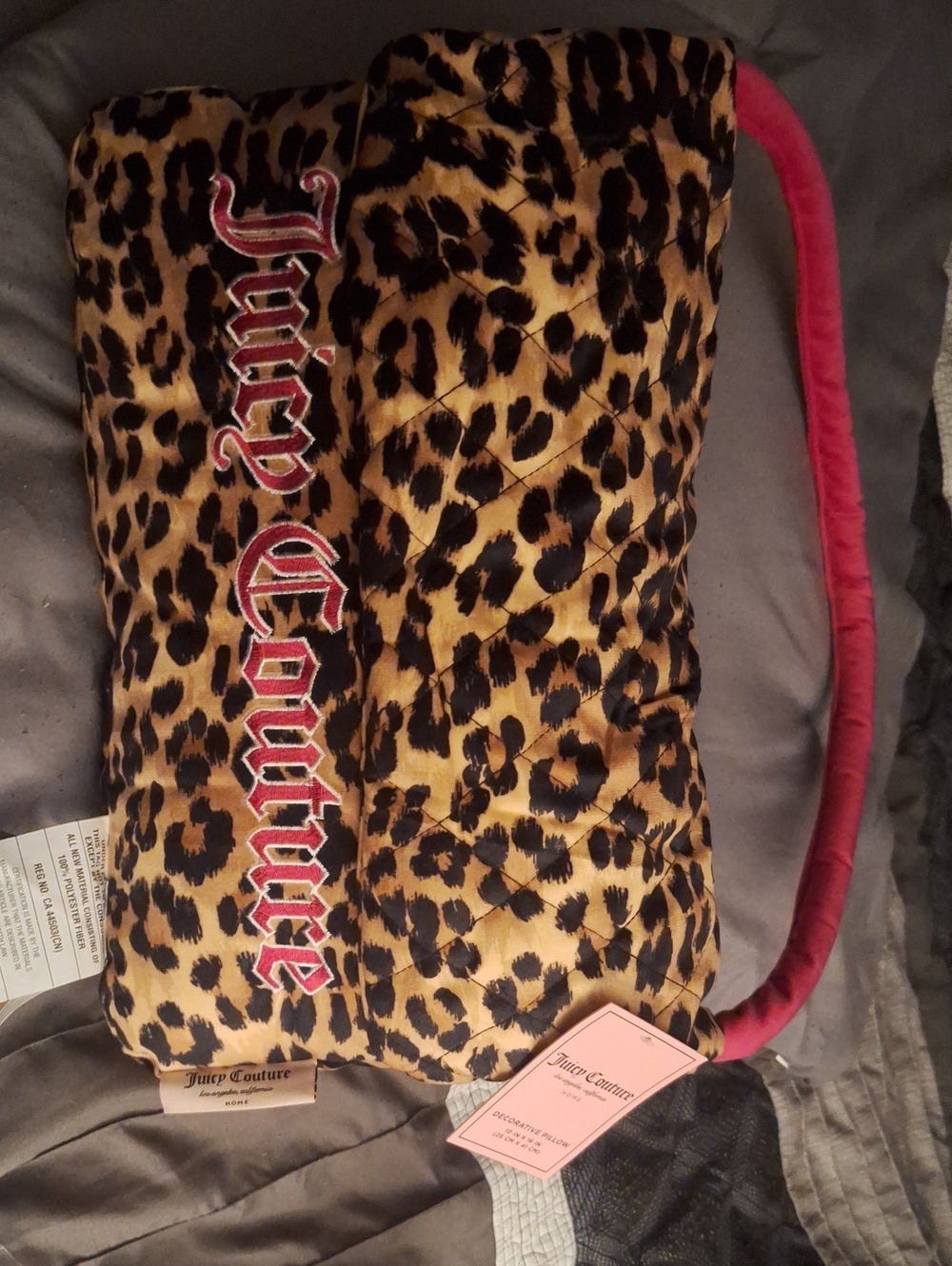 Its A PILLOW Not A Purse! Juicy Couture Leopard Quilted Shoulder Bag Pillow
